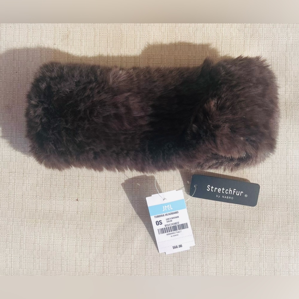 Cozy J McLaughlin Faux Fur Stretch Headband - Charcoal Grey